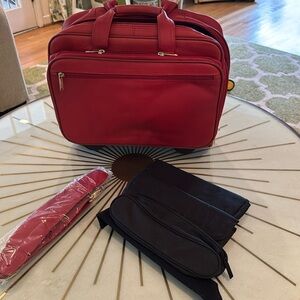 Dilana red leather laptop travel bag